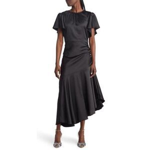 Chelsea28 Flutter Sleeve Asymmetric Hem Dress in Black Size XXS‎ Formal Wedding